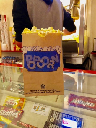 At a larger theater, people would pay close to $7.00 for a small popcorn; but, here a small popcorn is only $1.00!