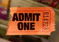 Depending on what movie a person is seeing, they are given a different colored ticket for the theater (mine is orange).